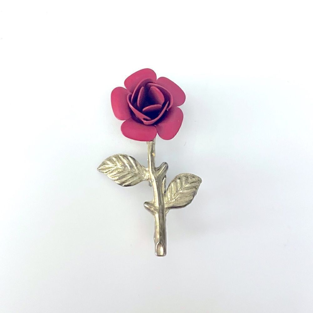Red Rose Metal Brooch